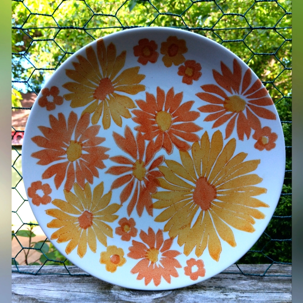 Vintage 70s Royal China Ironstone USA Frolic dinner plate Daisy Flower Power